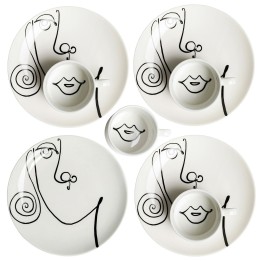 Damescups met abstract gezicht zwart-wit - Viso - Kare Design