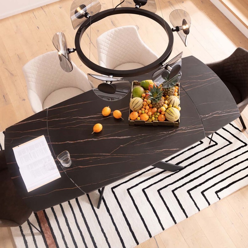 Black ceramic extensible table - Twist - Kare Design