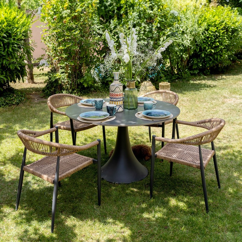 Tuinstoel met bruine armen - Palma - Kare Design