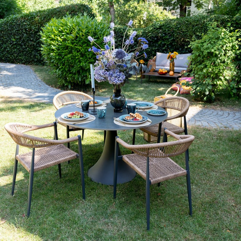 Tuinstoel met bruine armen - Palma - Kare Design
