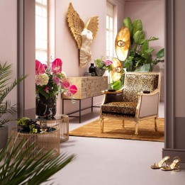 Gold and leopard print throne chair - Regency - Kare Design