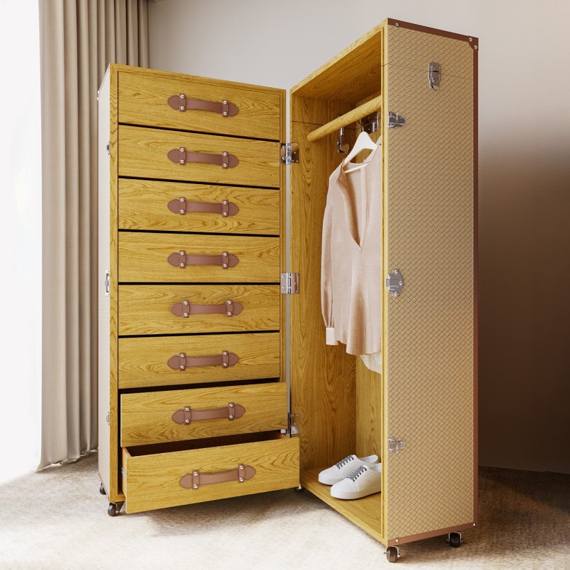 Beige geweven kunstlederen hutkoffer - Venezia - Kare Design