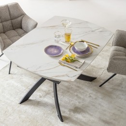 Eigentijdse witte steengoed uitschuifbare tafel - Twist - Kare Design