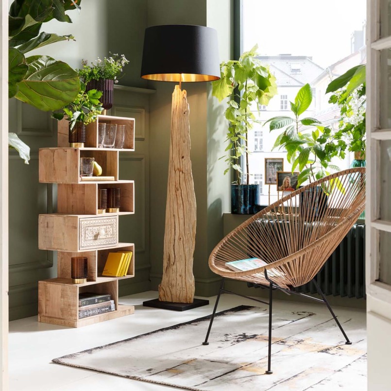 Drijvende Houten Vloerlamp - Natuur Recht - Kare Ontwerp