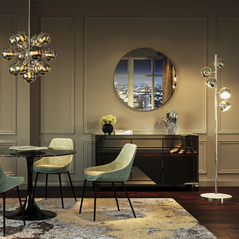 Moderne Zilveren Vloerlamp - Calotta - Kare Design