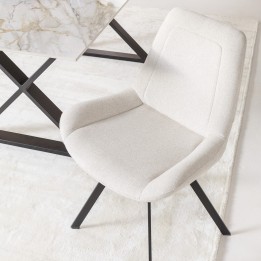 Cream fabric and steel swivel chair - Baron - Kare Design