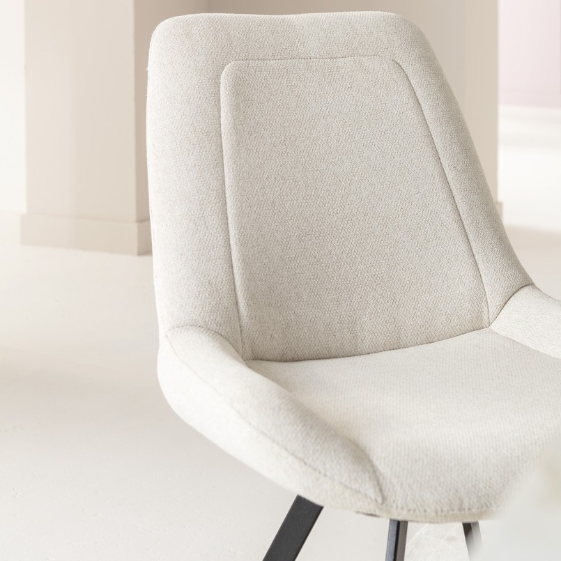 Cream fabric and steel swivel chair - Baron - Kare Design