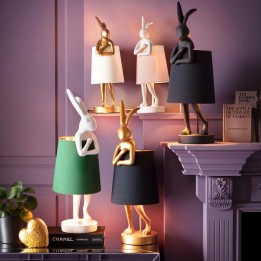 Golden rabbit table lamp with black shade - Animal - Kare Design