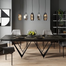 Uitschuifbare tafel in zwarte zandsteen - Sandra - Kare Design
