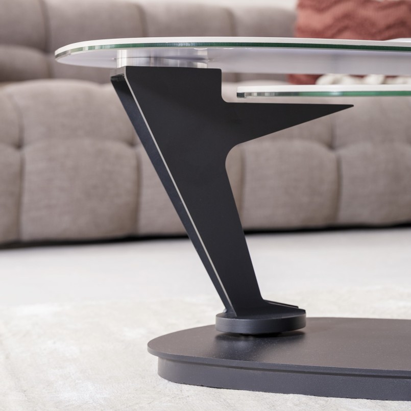 Wit marmeren effect dubbele glazen salontafel - Franklin - Kare Design