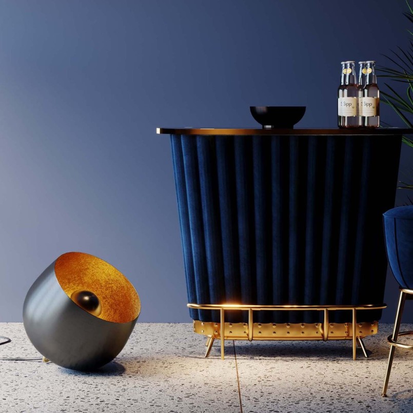 Black and gold steel lamp - Apollon Smooth - Kare Design