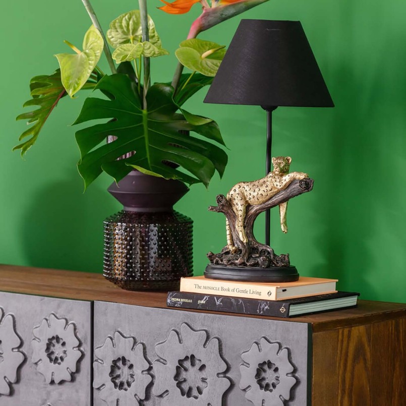 Luipaardlamp op een gouden en zwarte tak - Kare Design