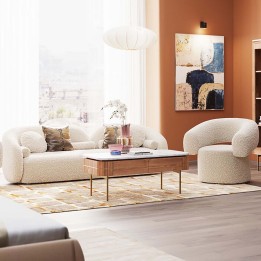 Solid mango and white marble coffee table - Grace - Kare Design