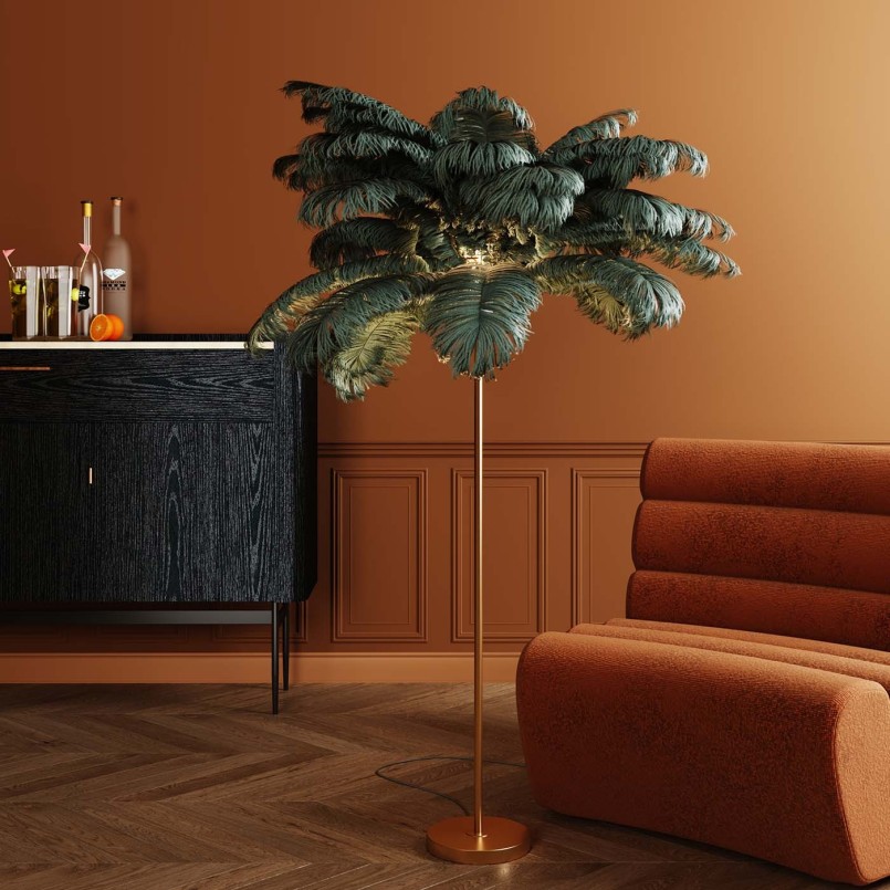 Vloerlamp met groene veer - Kare Design