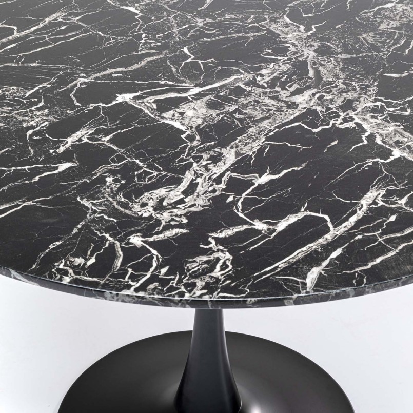 110 cm round black table in mineral marble - Veneto - Kare Design