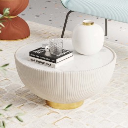 Witte marmer effect ronde salontafel - Vegas - Kare Design