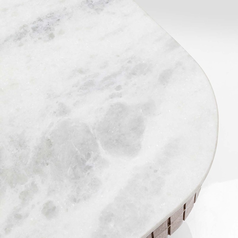 Solid mango and white marble coffee table - Grace - Kare Design