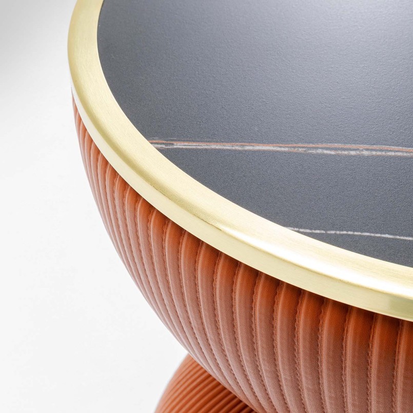 Retro oranje, zwart en gouden bijzettafeltje - Endless Vegas - Kare Design
