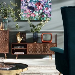 Retro TV-meubel in hout en messing - Muskat - Kare Design