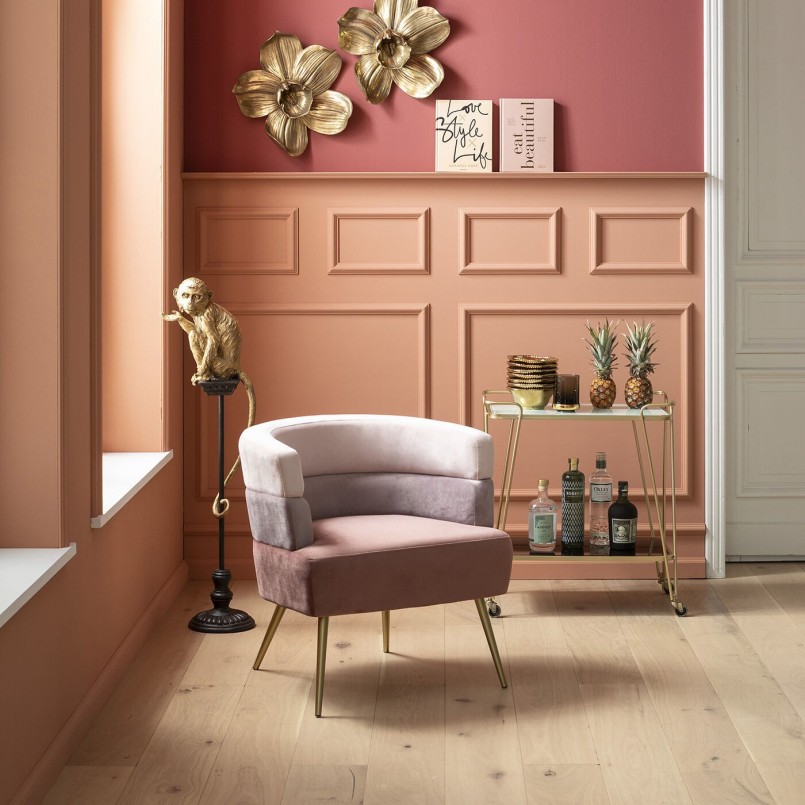 Roze fluwelen retro fauteuil - Sandwich - Kare Design