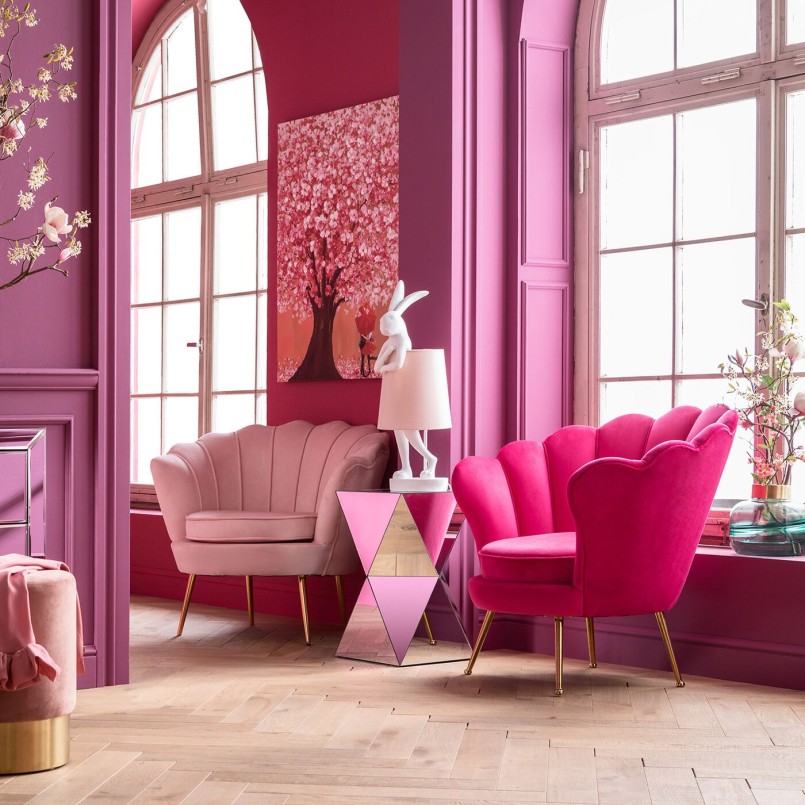 Fuchsia roze retro fauteuil - Waterlelie - Kare Design