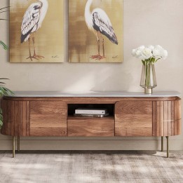 Houten TV-meubel met marmeren blad - Grace - Kare Design