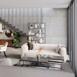 3-seater sofa in cream fabric - Cubetto - Kare Design