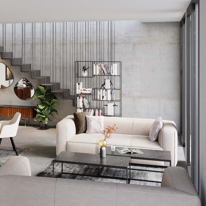 3-zits bank in creme stof - Cubetto - Kare Design