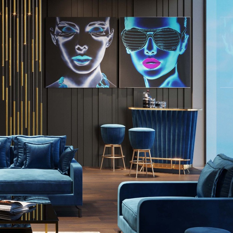 Barokke barokke blauwe fluweel - Na het werk - Kare Design