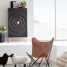 Zwart gesneden houten kledingkast - Madeira - Kare Design
