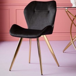 Black and gold retro velvet chair - Viva - Kare Design