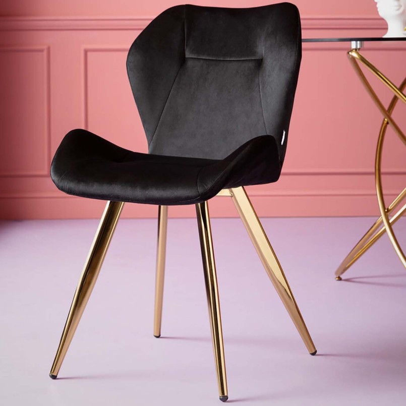 Black and gold retro velvet chair - Viva - Kare Design