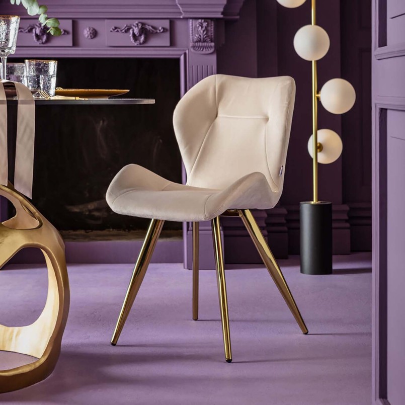 Retro chair cream velvet gold legs - Viva - Kare Design