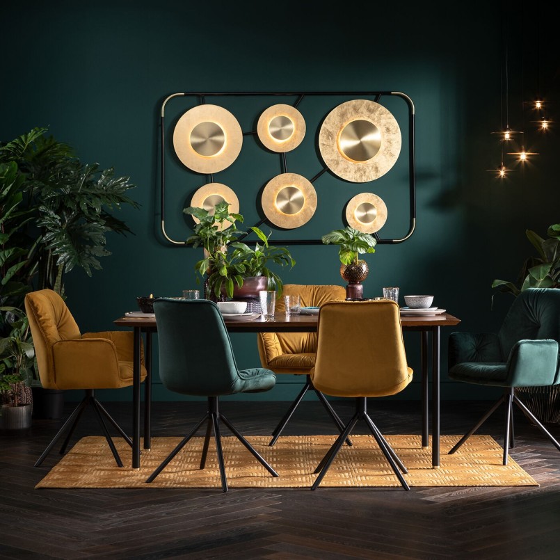 Chair with yellow retro velvet armrests - Mila - Kare Design