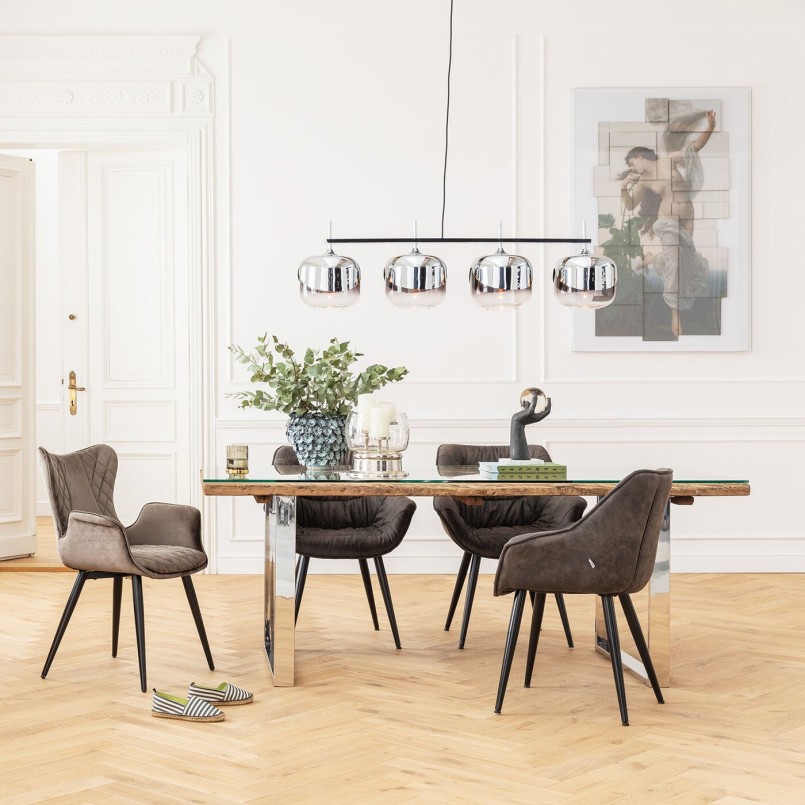 Stoel met bruin fluwelen armleuningen - Dream - Kare Design