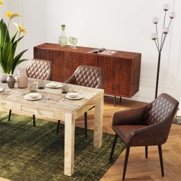 Stoel met bruine vintage armleuningen - Harry - Kare Design