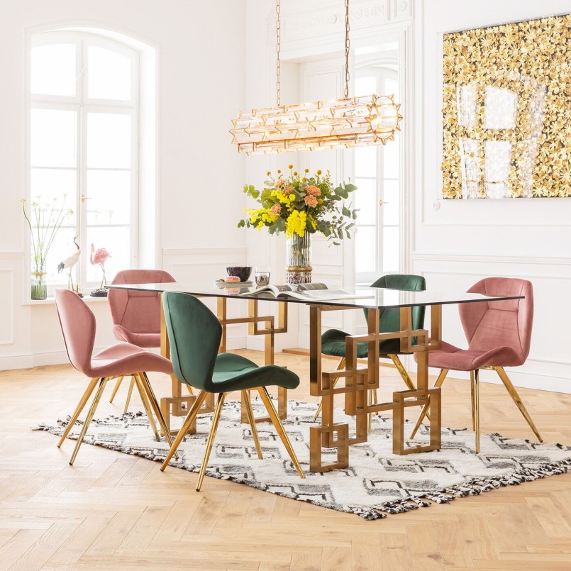 Pink velvet retro chair - Viva - Kare Design