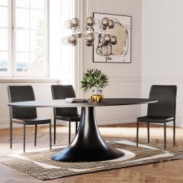 Zwart lederen stoel - Milaan - Kare Design