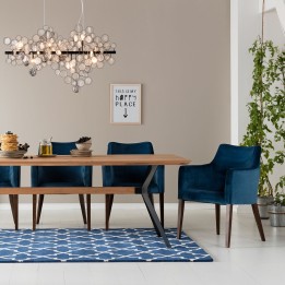 Chair with contemporary blue armrests - Velvet Fashion - Kare