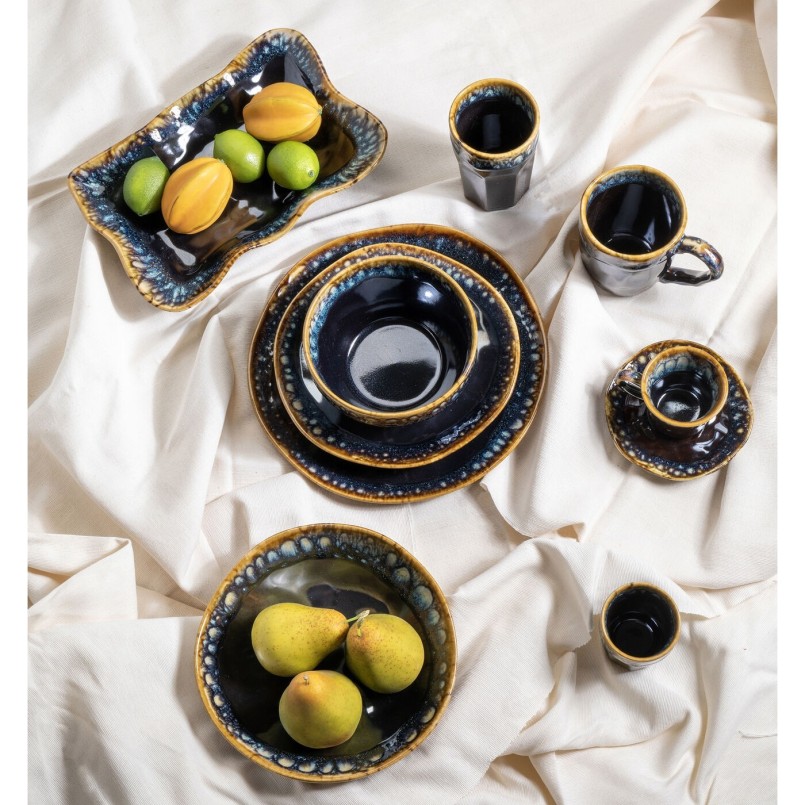 Blauwe steengoed borden - Lio - Kare Design
