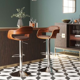 Vintage bar stool in walnut colour - Monaco - Kare Design