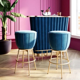 Blauw fluwelen barkruk - After Work - Kare Design