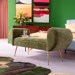 Groen fluweel en gouden stalen bank - Trono - Kare Design