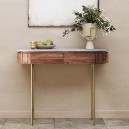 Console van massief mango en wit marmer - Grace - Kare Design
