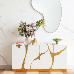 White and gold sideboard - Cracked - Kare Design