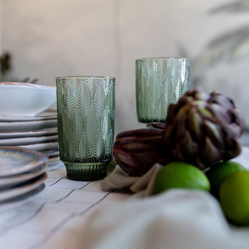 Green glass water glasses - Fogli - Kare Design