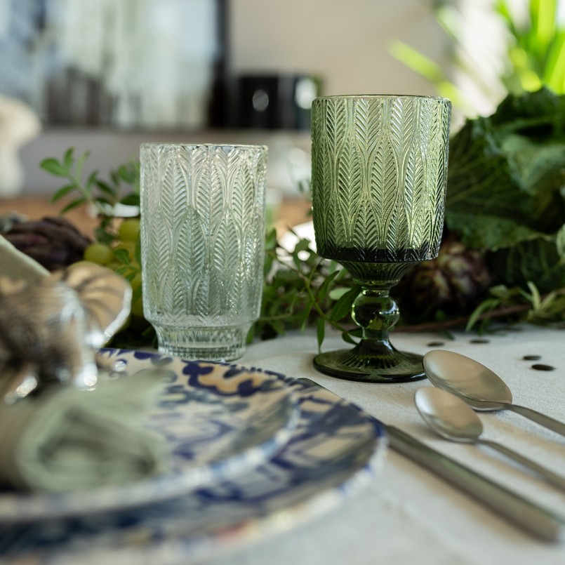 Green glass wine glasses - Fogli - Kare Design