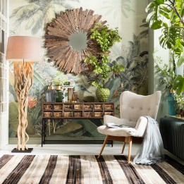 Design ecru fauteuil: beukenhouten poten & stoffen zitting - Scandinavische stijl