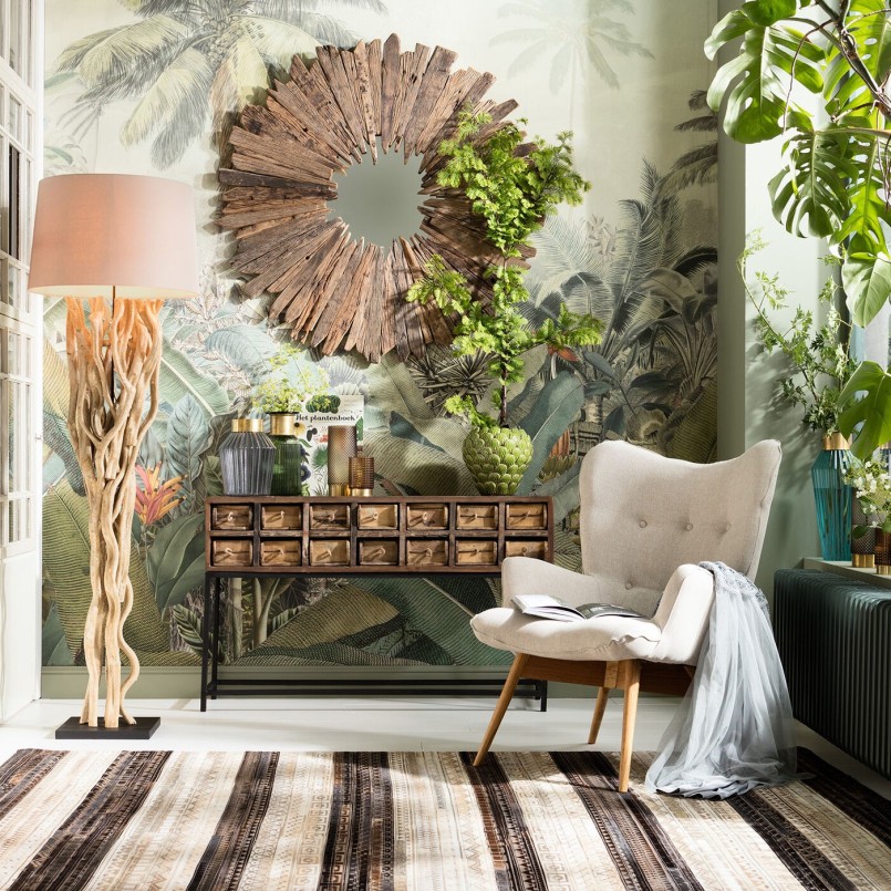 Design ecru fauteuil: beukenhouten poten & stoffen zitting - Scandinavische stijl