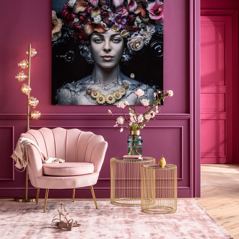 Pink retro armchair - Water Lily - Kare Design